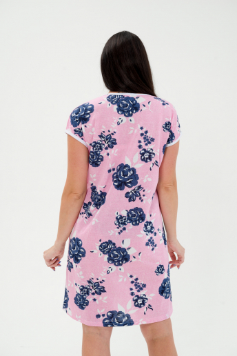 Женская ночная сорочка Социал / темно синие цветы