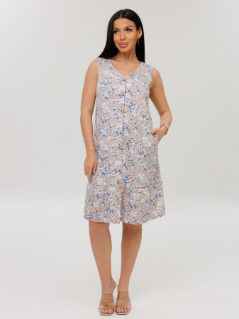 Женский халат Х-164(К) / Бежевый (цветы)