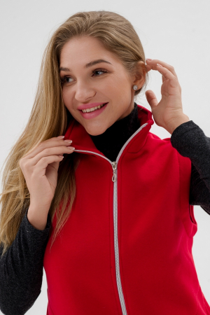 Жилет женский из футера / Красный макси