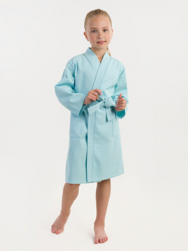 Детский вафельный халат / голубой