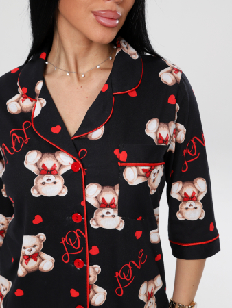 Женский костюм К-132(К) / Черный (медвежата)