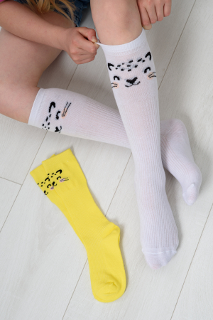 Детские гольфы Лео (набор 2 пары) / белый, желтый