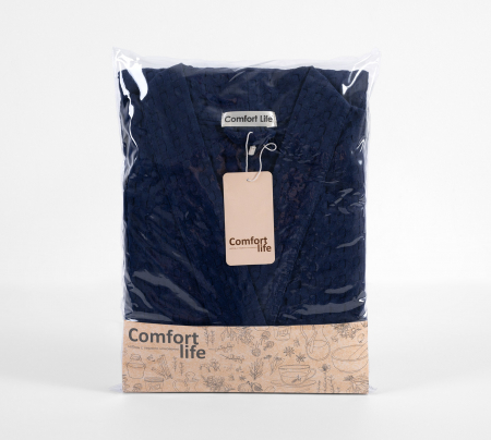 Халат вафельный Relax / темно-синий