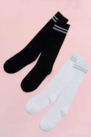 Детские гольфы Люрекс (набор 2 пары) / белый+черный