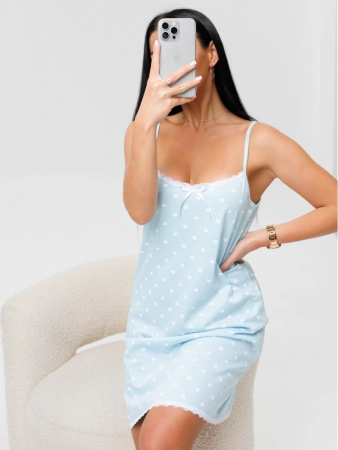 Женская сорочка Сор-96(К) / Светло-голубой (сердечки)