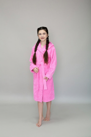 Детский махровый халат с капюшоном / розовый