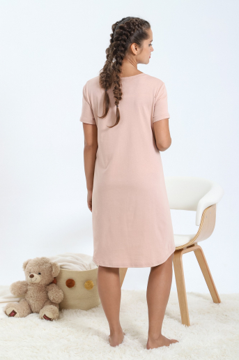 Женская сорочка для беременных Хлопушек-1 / Бежевая