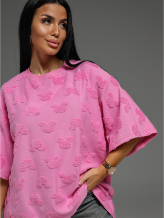 Женская футболка Ирбис / Махра, розовый микки