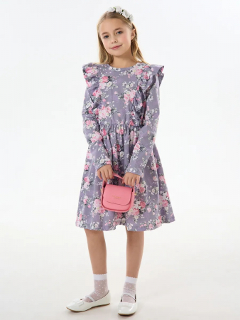 Детское платье "Красотка" / Розы на фиолетовом