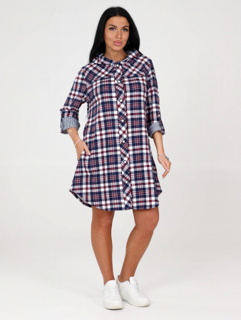 Женская туника с капюшоном ТК-342 / Сине-красная рябь