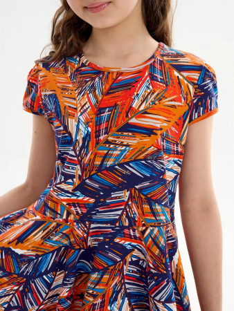 Детское платье "Птичка" / Тропики оранжевые