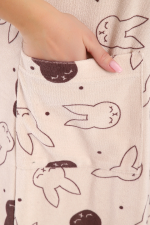 Женский халат 513 / Зайцы, песочный