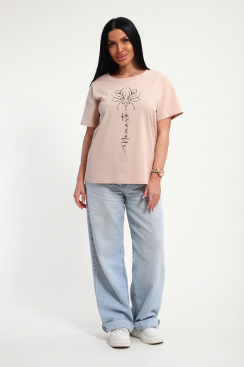 Женская футболка 85659 / бежевый