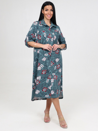 Женская туника МИДИ ТК-25 / Оливковый, газета