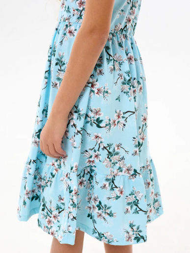 Детское платье "Ласточка" / Цветущий сад на голубом