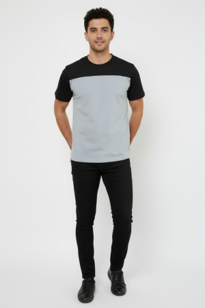 Мужская футболка 14482 / серый+черный