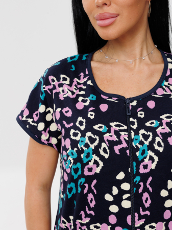 Женский халат Х-154(К) / Черный (розовый узор)