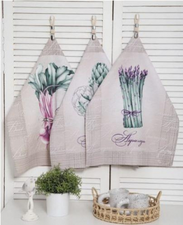 Набор из 3х вафельных полотенец / Овощная корзинка