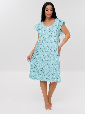 Женская сорочка Сор-71(К) / Бирюзовый (цветы)