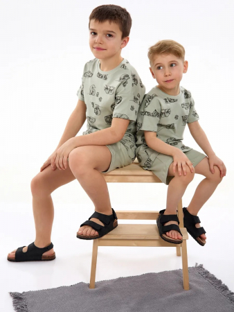 Детская пижама с шортами "Семья" / Шалфей