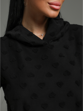 Женский костюм Суфле / Махра, черный сердечки