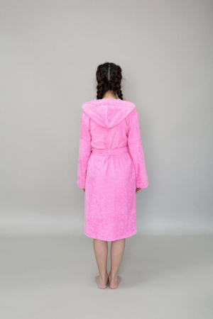 Детский махровый халат с капюшоном / розовый