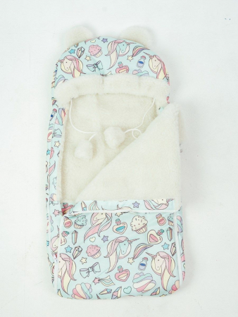 Детский конверт меховой на выписку / Единороги