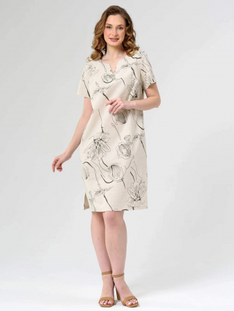 Женское платье "Вологда" 1929-П/л / Бежевый (тюльпаны)