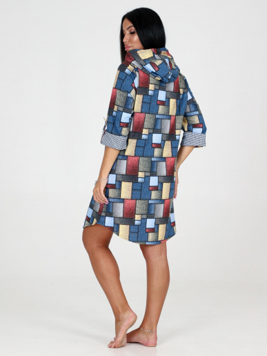 Женская туника с капюшоном ТК-342 / Заплатки джинс