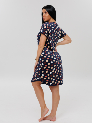 Женский халат Х-144(В) / Темно-синий (горох)