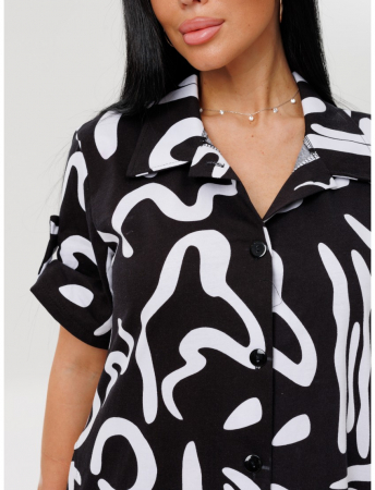 Женский халат Х-105(К) / Черный (белый узор)