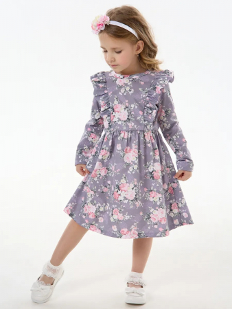Детское платье "Красотка" / Розы на фиолетовом