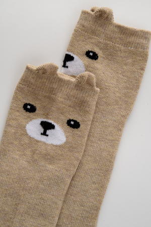 Детские гольфы Мишка и лиса (набор 2 пары) / бежевый, персик