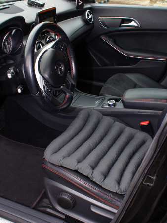 Подушка в автомобиль с гречневой лузгой с ПВХ нанесением арт. PSP / Графит