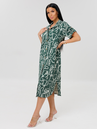 Женский халат Х-105(К) / Зеленый (узоры)