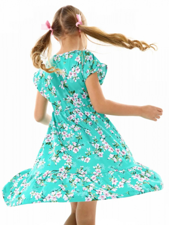 Детское платье "Ласточка" / Цветущий сад на ментоле