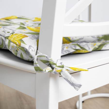 Подушка для стула "Самойловский текстиль" с тафтингом 40/40 Лимонная эстетика