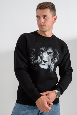 Мужской свитшот 8559 / черный+лев