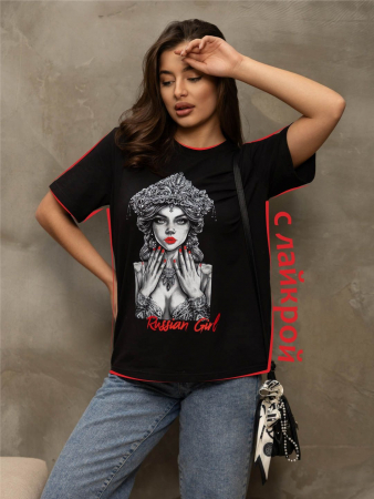 Женская футболка мод.2157/1 / Черный