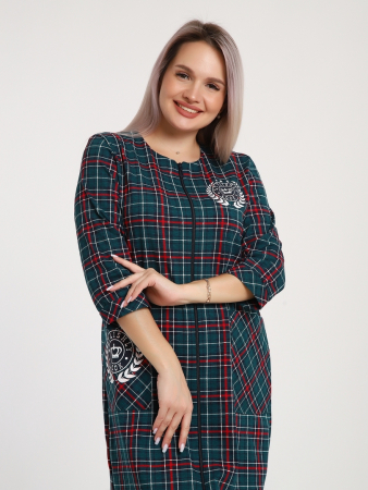 Женский халат Клетка 525 / Зеленый