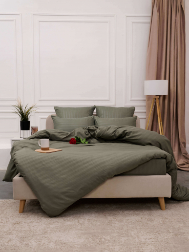 Постельное белье микрофибра-страйп / Хаки