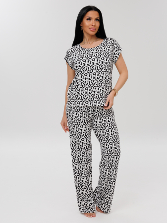 Женская пижама П-113(Л) / Белый (леопард)