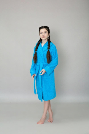 Детский махровый халат с капюшоном / голубой