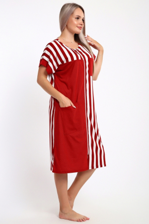 Женский халат Полоска 521 / Красный