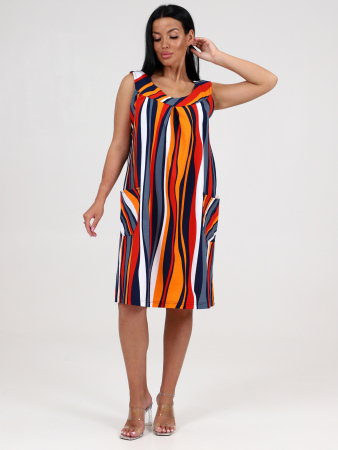 Женский сарафан ВЕРТИКАЛЬ СК-418 / Полоса, волна красная