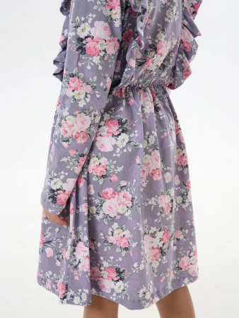 Детское платье "Красотка" / Розы на фиолетовом