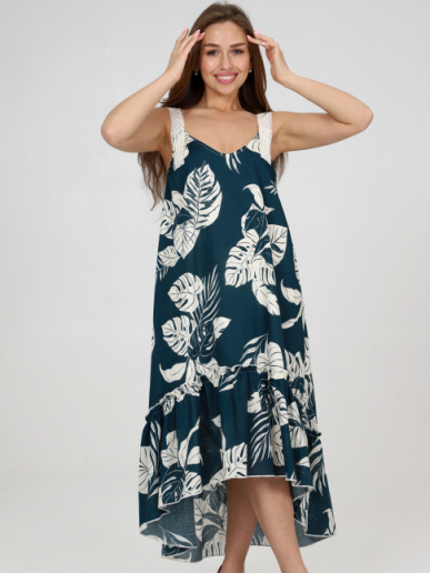 Женский сарафан ДО-58.11 Батист цветы синий