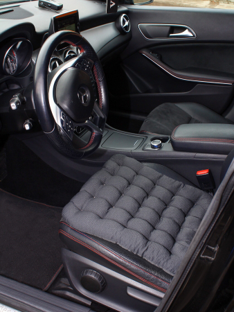 Подушка в автомобиль с гречневой лузгой с ПВХ нанесением арт. APG25 / Графит