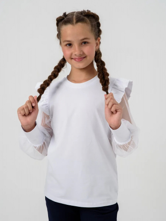 Детская блузка "Яра" длинный рукав / Белый