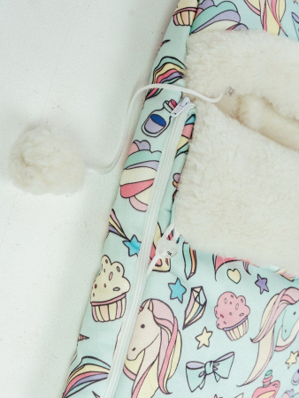 Детский конверт меховой на выписку / Единороги